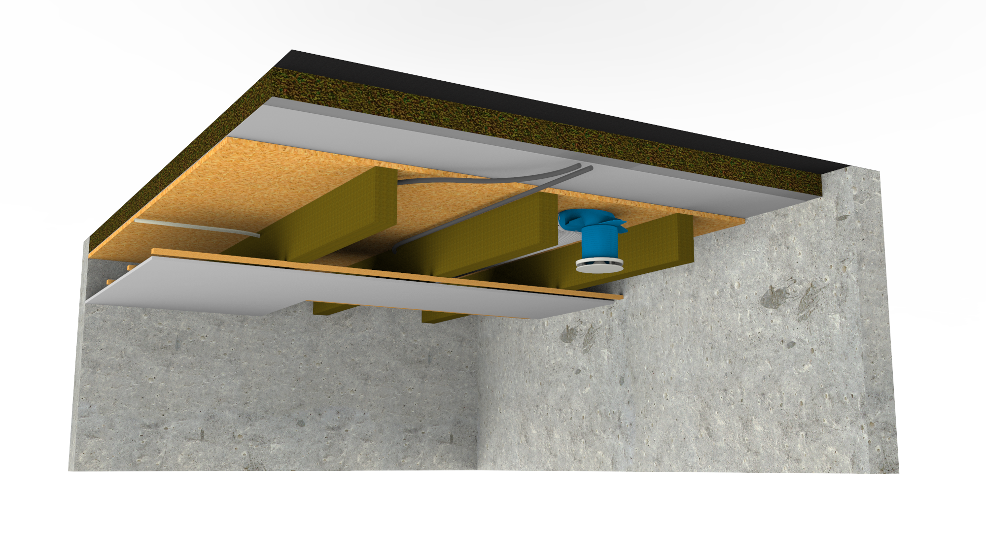 Uniflexplus+ luchtverdeelsysteem in plat dak